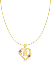 Load image into Gallery viewer, 10k Yellow and Rose Gold A-Z Initial Heart Pendant with Optional Necklace