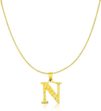 Load image into Gallery viewer, 10k Yellow Gold Nugget Style Block Personalized Initial Alphabet Pendant with Optional 18" Necklace