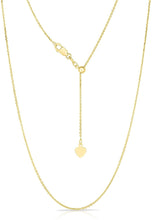 Load image into Gallery viewer, 10k Fine Gold 1mm Adjustable Link Cable Chain Necklace with Small Heart Charm, 22”
