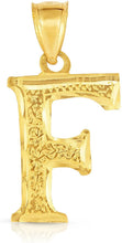 Load image into Gallery viewer, 10K Yellow Gold Extra Large Letter A-Z Alphabet Pendant with Optional Necklace, Initial Height: 1 inch