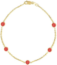 Load image into Gallery viewer, 14k Yellow Gold Round Gemstone Birthstone Cable Bracelet and Anklet
