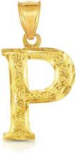 Load image into Gallery viewer, 10K Yellow Gold Extra Large Letter A-Z Alphabet Pendant with Optional Necklace, Initial Height: 1 inch