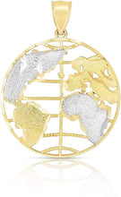 Load image into Gallery viewer, 10k Yellow Gold Two-Tone World Map Globe Pendant