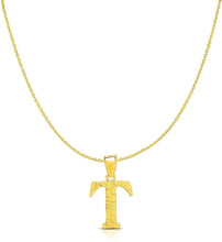 Load image into Gallery viewer, 10k Yellow Gold Nugget Style Block Personalized Initial Alphabet Pendant with Optional 18" Necklace