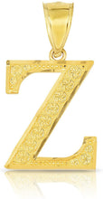 Load image into Gallery viewer, 10K Yellow Gold Extra Large Letter A-Z Alphabet Pendant with Optional Necklace, Initial Height: 1 inch