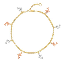 Load image into Gallery viewer, 10k Fine Gold Dolphin Fish Charm Anklet, Extendable 9 - 10 inch