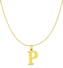 Load image into Gallery viewer, 10k Yellow Gold Nugget Style Block Personalized Initial Alphabet Pendant with Optional 18" Necklace