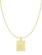 Load image into Gallery viewer, 10k Yellow and White Gold A-Z Initial Square (21 x 12 mm) Pendant with Optional Necklace, Small