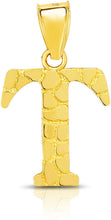 Load image into Gallery viewer, 10k Yellow Gold Nugget Style Block Personalized Initial Alphabet Pendant with Optional 18" Necklace