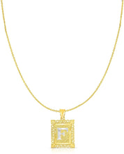 Load image into Gallery viewer, 10k Yellow and White Gold A-Z Initial Square (26 x 18.7 mm) Pendant with Optional Necklace, Large