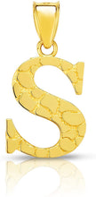 Load image into Gallery viewer, 10k Yellow Gold Nugget Style Block Personalized Initial Alphabet Pendant with Optional 18" Necklace
