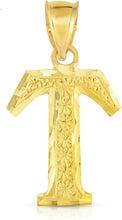 Load image into Gallery viewer, 10K Yellow Gold Extra Large Letter A-Z Alphabet Pendant with Optional Necklace, Initial Height: 1 inch