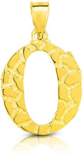 Load image into Gallery viewer, 10k Yellow Gold Nugget Style Block Personalized Initial Alphabet Pendant with Optional 18" Necklace