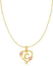 Load image into Gallery viewer, 10k Yellow and Rose Gold A-Z Initial Heart Pendant with Optional Necklace