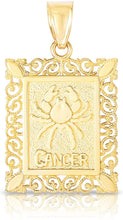Load image into Gallery viewer, 10k Yellow Gold Horoscope Zodiac Sign Pendant with Optional Necklace, 0.73" x 0.62"