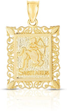 Load image into Gallery viewer, 10k Yellow Gold Horoscope Zodiac Sign Pendant with Optional Necklace, 0.73" x 0.62"