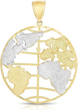Load image into Gallery viewer, 10k Yellow Gold Two-Tone World Map Globe Pendant
