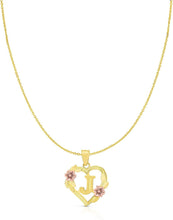 Load image into Gallery viewer, 10k Yellow and Rose Gold A-Z Initial Heart Pendant with Optional Necklace