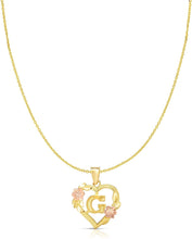 Load image into Gallery viewer, 10k Yellow and Rose Gold A-Z Initial Heart Pendant with Optional Necklace