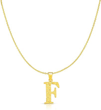 Load image into Gallery viewer, 10k Yellow Gold Nugget Style Block Personalized Initial Alphabet Pendant with Optional 18" Necklace