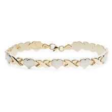 Load image into Gallery viewer, 10k Fine Gold Stampato Xoxo X & Heart Chain Bracelet