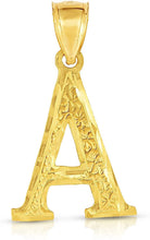 Load image into Gallery viewer, 10K Yellow Gold Extra Large Letter A-Z Alphabet Pendant with Optional Necklace, Initial Height: 1 inch