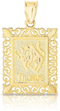 Load image into Gallery viewer, 10k Yellow Gold Horoscope Zodiac Sign Pendant with Optional Necklace, 0.73" x 0.62"