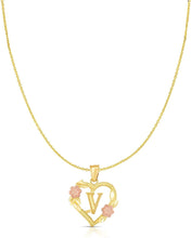 Load image into Gallery viewer, 10k Yellow and Rose Gold A-Z Initial Heart Pendant with Optional Necklace