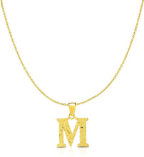 Load image into Gallery viewer, 10k Yellow Gold Nugget Style Block Personalized Initial Alphabet Pendant with Optional 18" Necklace