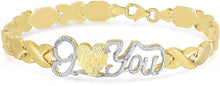 Load image into Gallery viewer, 10k Yellow Gold XOXO and Heart"I Love You" Lightweight Necklace or Bracelet (Optional Jewelry Set)