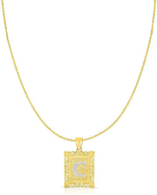 Load image into Gallery viewer, 10k Yellow and White Gold A-Z Initial Square (21 x 12 mm) Pendant with Optional Necklace, Small