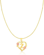Load image into Gallery viewer, 10k Yellow and Rose Gold A-Z Initial Heart Pendant with Optional Necklace