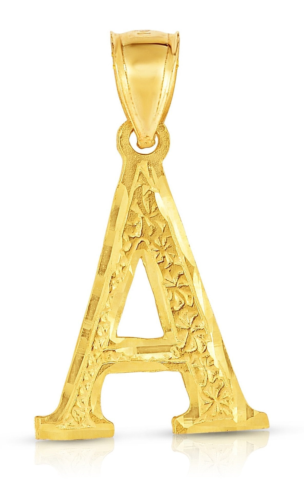 10K Gold Charm Pendant Necklace Letter A-Z Personalized Alphabet Initial Name