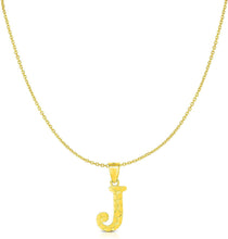 Load image into Gallery viewer, 10k Yellow Gold Nugget Style Block Personalized Initial Alphabet Pendant with Optional 18" Necklace