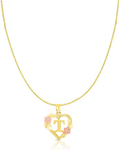 Load image into Gallery viewer, 10k Yellow and Rose Gold A-Z Initial Heart Pendant with Optional Necklace
