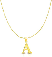Load image into Gallery viewer, 10k Yellow Gold Nugget Style Block Personalized Initial Alphabet Pendant with Optional 18" Necklace