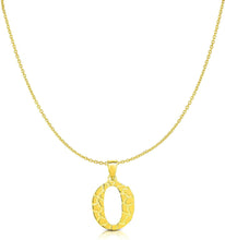 Load image into Gallery viewer, 10k Yellow Gold Nugget Style Block Personalized Initial Alphabet Pendant with Optional 18&quot; Necklace

