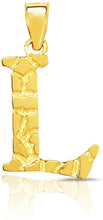 Load image into Gallery viewer, 10k Yellow Gold Nugget Style Block Personalized Initial Alphabet Pendant with Optional 18" Necklace