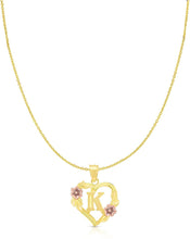 Load image into Gallery viewer, 10k Yellow and Rose Gold A-Z Initial Heart Pendant with Optional Necklace