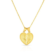 Load image into Gallery viewer, 10k Yellow Gold Best Lover Broken Heart Love Pendant Charm for Necklace
