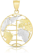 Load image into Gallery viewer, 10k Yellow Gold Two-Tone World Map Globe Pendant