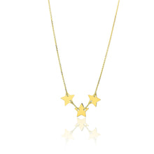 Load image into Gallery viewer, 14K Yellow Gold 16 - 18 inch Extendable Fine Three Star Charms Pendant Necklace
