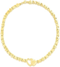 Load image into Gallery viewer, Floreo 925 Sterling Silver Stampato XOXO Hugs and Kisses with Open Heart Pendant Bracelet and Necklace Set