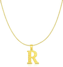 Load image into Gallery viewer, 10k Yellow Gold Nugget Style Block Personalized Initial Alphabet Pendant with Optional 18" Necklace