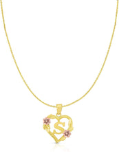 Load image into Gallery viewer, 10k Yellow and Rose Gold A-Z Initial Heart Pendant with Optional Necklace
