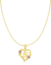 Load image into Gallery viewer, 10k Yellow and Rose Gold A-Z Initial Heart Pendant with Optional Necklace