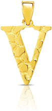 Load image into Gallery viewer, 10k Yellow Gold Nugget Style Block Personalized Initial Alphabet Pendant with Optional 18" Necklace