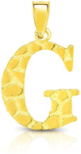 Load image into Gallery viewer, 10k Yellow Gold Nugget Style Block Personalized Initial Alphabet Pendant with Optional 18" Necklace