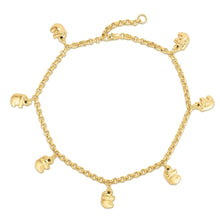 Load image into Gallery viewer, 10k Fine Gold Elephant Animal Charm Anklet, Extendable 9 - 10 inch