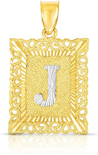 Load image into Gallery viewer, 10k Yellow and White Gold A-Z Initial Square (26 x 18.7 mm) Pendant with Optional Necklace, Large